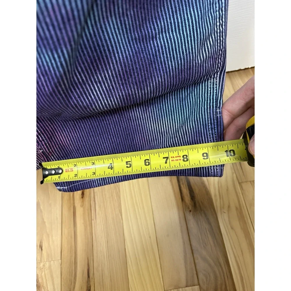 Dickies Custom Ice Dyed Striped Denim Overalls 2XL Purple Pink Rave Grunge